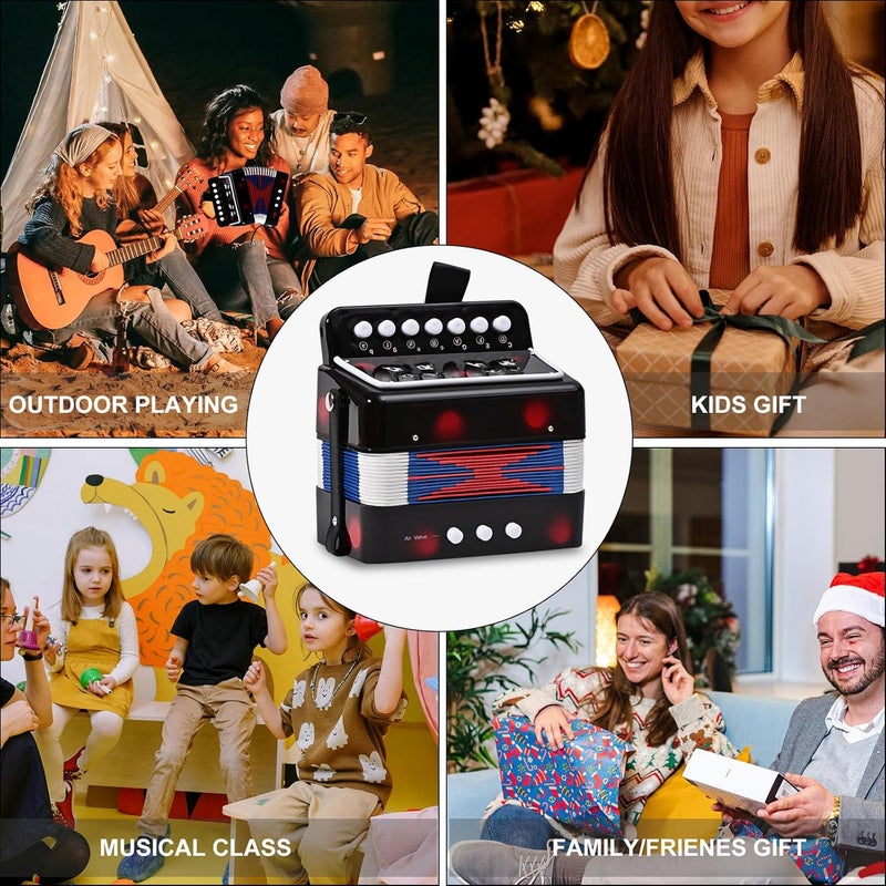LIEKE Accordion 10 keys Button Accordion Toy for kids,Musical Instrument,Mini Accordian for Children Beginners (Black) - Image 5